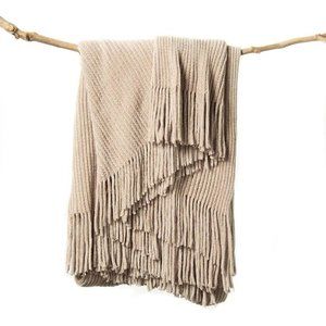Throw Blanket for Couch-Soft Boho Cozy Spring Knit Small Knitted Farmhouse